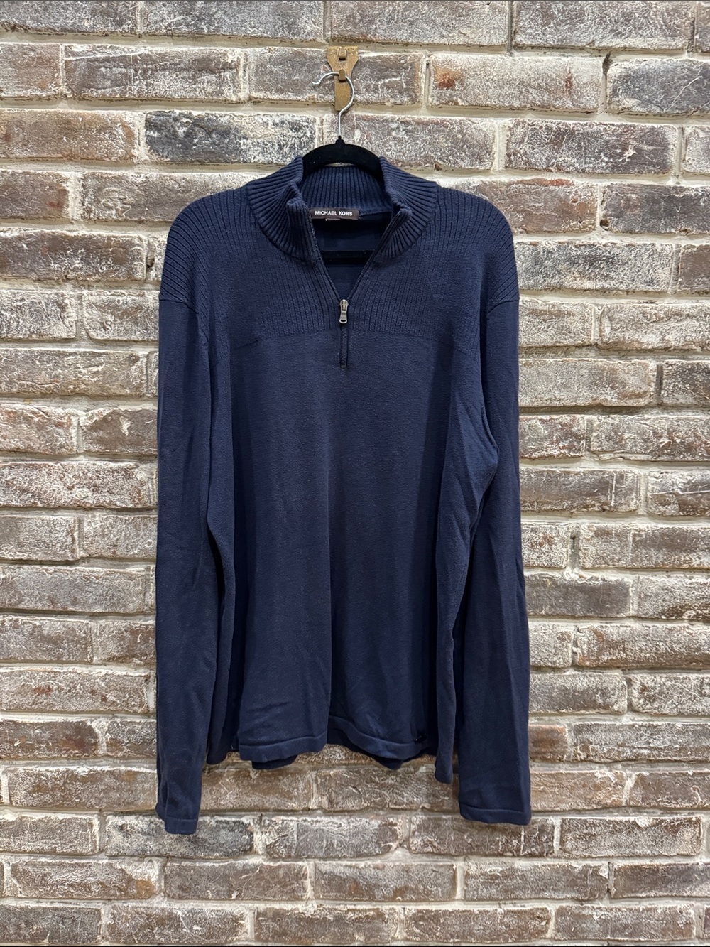 Michael Kors Men's Navy Quarter-Zip Knit Pullover